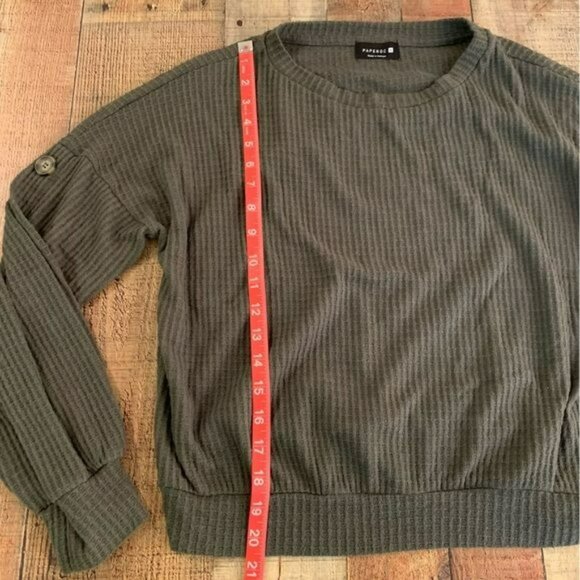 Paperoc Green Pullover sweater with buttons women’s Medium - Picture 3 of 6